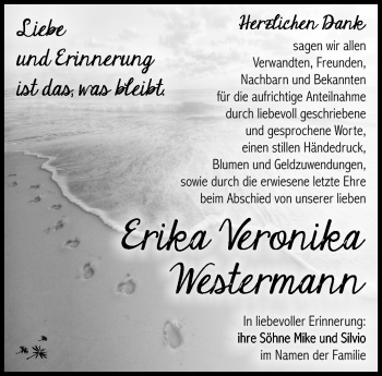 Traueranzeige von Erika Westermann von Südthüringer Presse