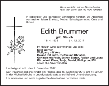 Traueranzeige von Edith Brummer von Neue Presse Coburg