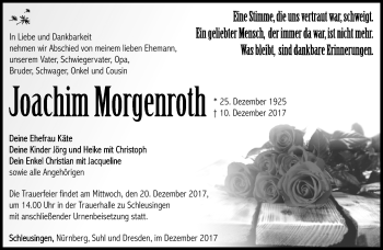 Traueranzeige von Joachim Morgenroth von Südthüringer Presse