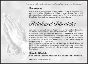 Traueranzeige von Reinhard Börnicke von Südthüringer Presse