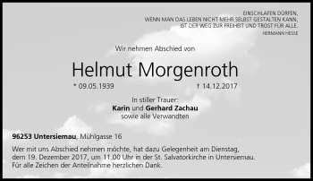 Traueranzeige von Helmut Morgenroth von Neue Presse Coburg