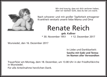 Traueranzeige von Renate Reich von Frankenpost