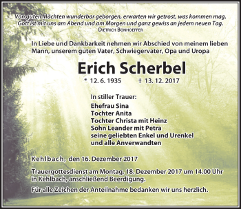 Traueranzeige von Erich Scherdel von Neue Presse Coburg