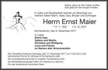 Traueranzeige von Ernst Maier von Frankenpost