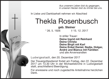 Traueranzeige von Thekla Rosenbusch von Neue Presse Coburg
