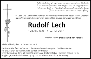 Traueranzeige von Rudolf Lech von Neue Presse Coburg
