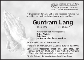 Traueranzeige von Guntram Lang von Neue Presse Coburg
