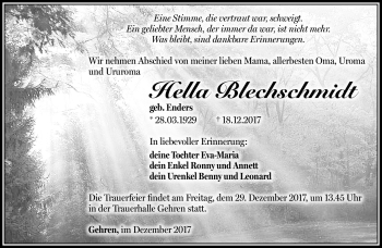 Traueranzeige von Hella Blechschmidt von Südthüringer Presse