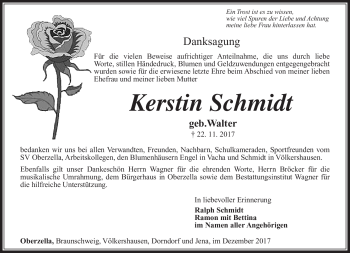 Traueranzeige von Kerstin Schmidt von Südthüringer Presse