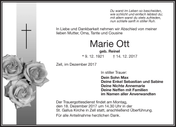 Traueranzeige von Marie Ott von Frankenpost