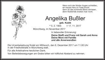 Traueranzeige von Angelika Bußler von Frankenpost