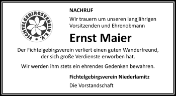 Traueranzeige von Ernst Maier von Frankenpost