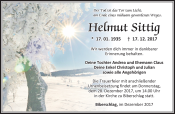 Traueranzeige von Helmut Sittig von Südthüringer Presse