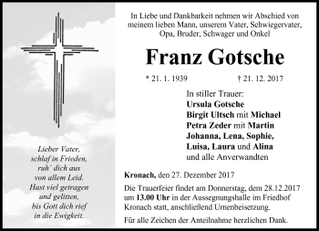 Traueranzeige von Franz Gotsche von Neue Presse Coburg