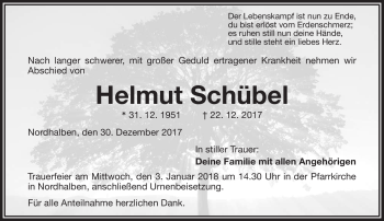 Traueranzeige von Helmut Schübel von Frankenpost