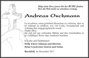 Traueranzeige von Andreas Oschmann von Südthüringer Presse