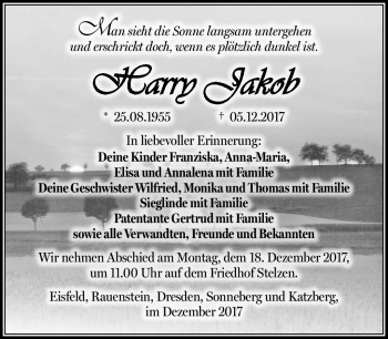 Traueranzeige von Harry Jakob von Südthüringer Presse