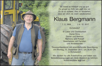 Traueranzeige von Klaus Bergmann von Neue Presse Coburg