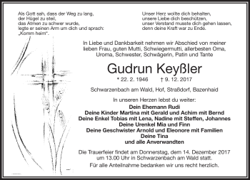 Traueranzeige von Gudrun Keyßler von Frankenpost