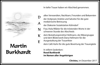 Traueranzeige von Martin Burkhardt von Südthüringer Presse