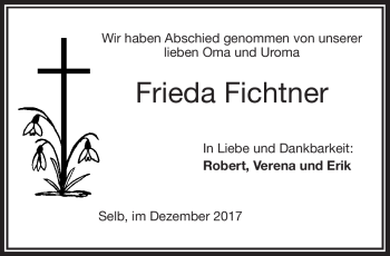 Traueranzeige von Frieda Fichtner von Frankenpost