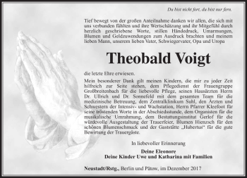 Traueranzeige von Theobald Voigt von Südthüringer Presse