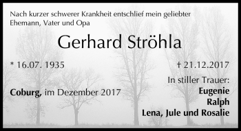 Traueranzeige von Gerhard Ströhla von Neue Presse Coburg