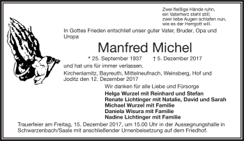 Traueranzeige von Manfred Michael von Frankenpost