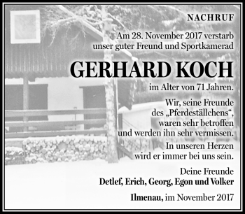 Traueranzeige von Gerhard Koch von Südthüringer Presse
