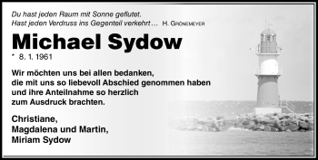Traueranzeige von Michael Sydow von Südthüringer Presse