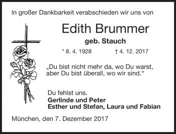 Traueranzeige von Edith Brummer von Neue Presse Coburg