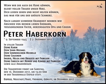 Traueranzeige von Peter Haberkorn von Südthüringer Presse