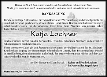 Traueranzeige von Katja Lochner von Südthüringer Presse