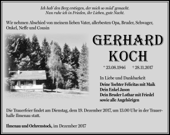 Traueranzeige von Gerhard Koch von Südthüringer Presse