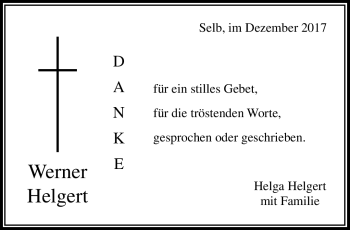 Traueranzeige von Werner Helgert von Frankenpost