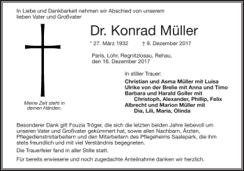 Traueranzeige von Konrad Müller von Frankenpost