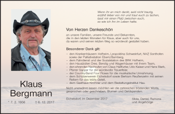 Traueranzeige von Klaus Bergmann von Neue Presse Coburg