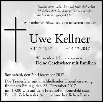 Traueranzeige von Uwe Kellner von Neue Presse Coburg