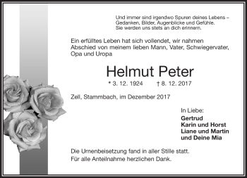 Traueranzeige von Helmut Peter von Frankenpost