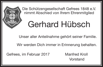 Traueranzeige von Gerhard Hübsch von Frankenpost