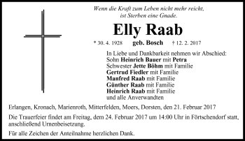 Traueranzeige von Elly Raab von Neue Presse Coburg