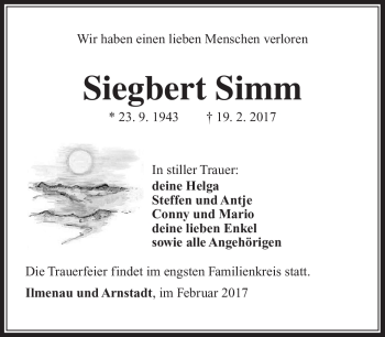 Traueranzeige von Siegbert Simm von Südthüringer Presse