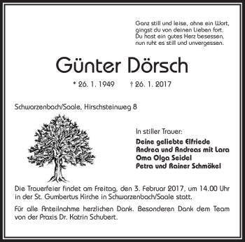 Traueranzeige von Günter Dörsch von Frankenpost