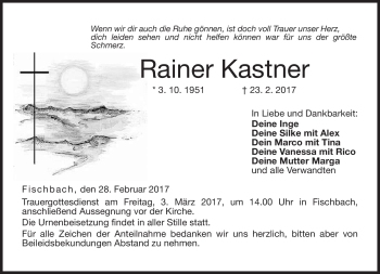 Traueranzeige von Rainer Kastner von Neue Presse Coburg