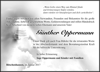 Traueranzeige von Günther Oppermann von Südthüringer Presse