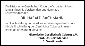 Traueranzeige von Harald Bachmann von Neue Presse Coburg