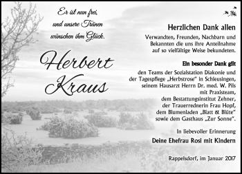 Traueranzeige von Herbert Kraus von Südthüringer Presse