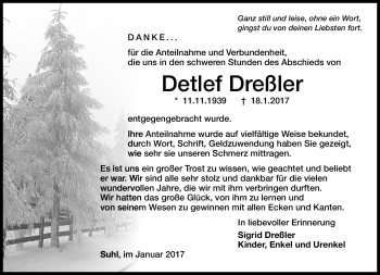 Traueranzeige von Detlef Dreßler von Südthüringer Presse