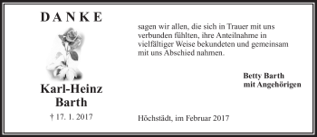 Traueranzeige von Karl-Heinz Barth von Frankenpost