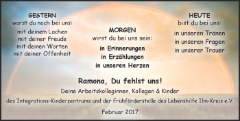 Traueranzeige von Ramona Kammacher von Südthüringer Presse